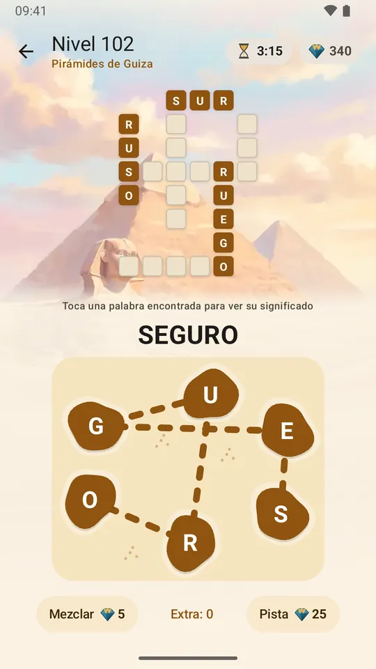Deslizando el dedo por las islas de letras para formar una palabra