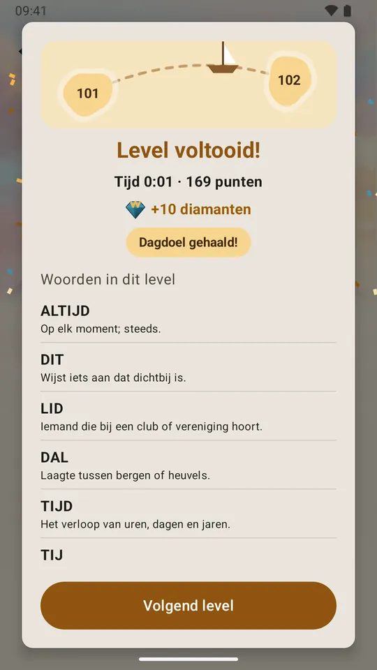 Level voltooid: punten van de halte en dagdoel