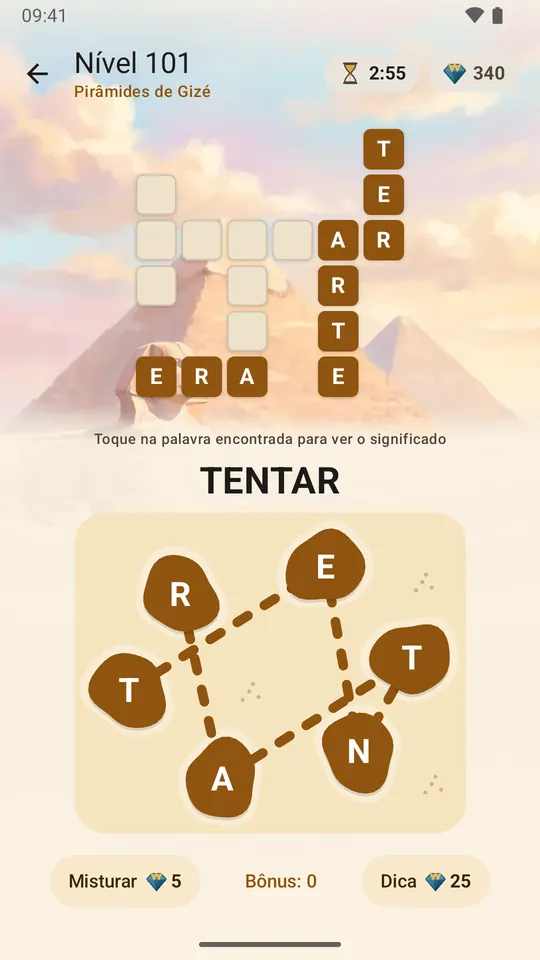Deslizando pelas ilhas de letras para formar uma palavra